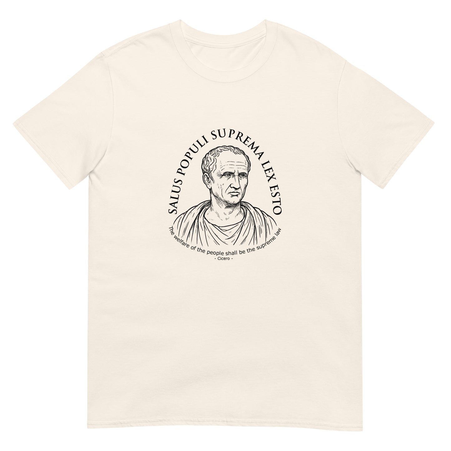 Natural beige Cicero quote shirt - Salus Populi - Latin philosophy t-shirt for humanists and justice advocates