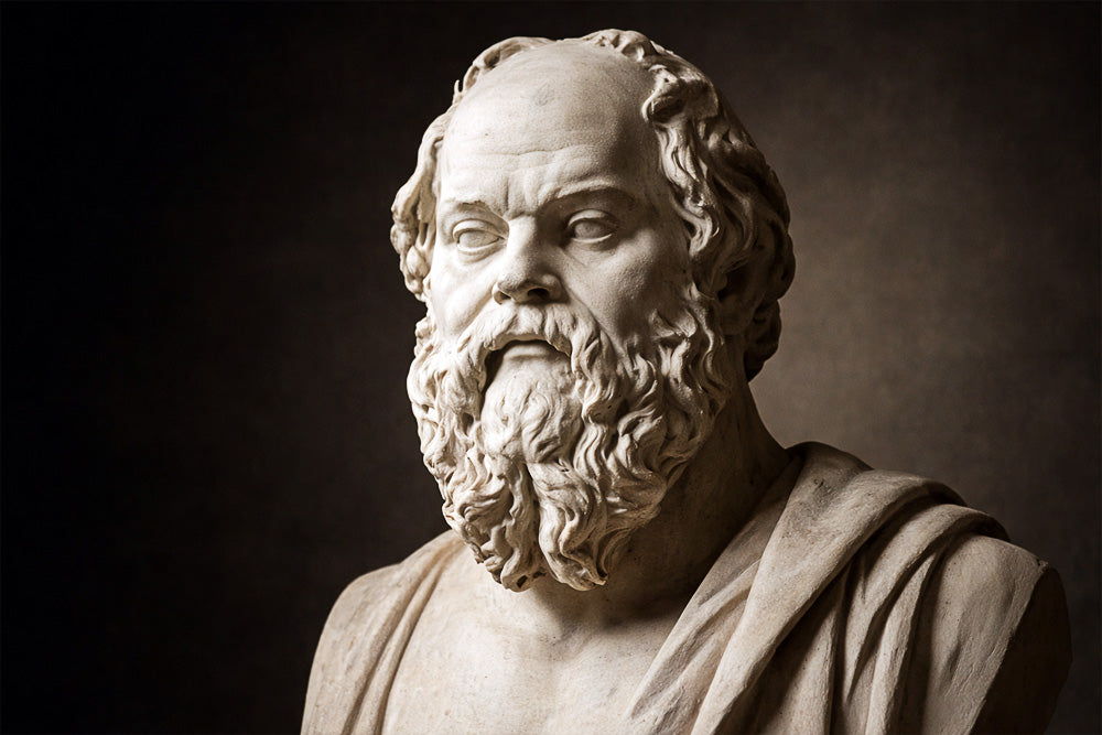 Marble bust of Socrates representing epistemic humility and the philosophical tradition of questioning certainty