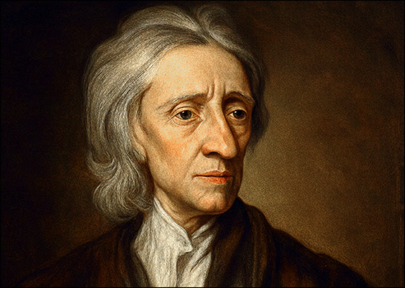 Painting of John Locke in a two thirds looking away pose.