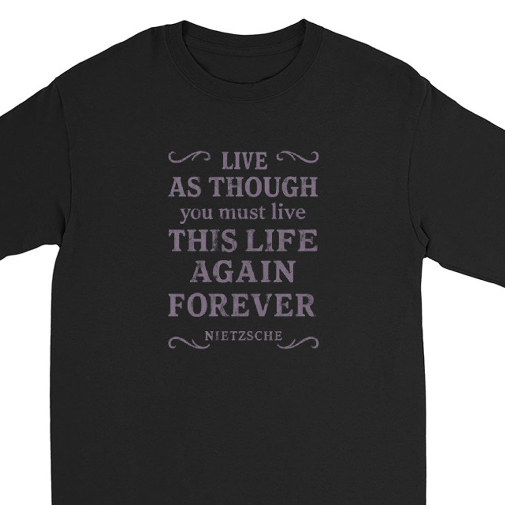 A black long-sleeve crewneck t-shirt featuring a gold graphic print on the chest with the text 'CONTROL WHAT YOU CAN' and a shield emblem.