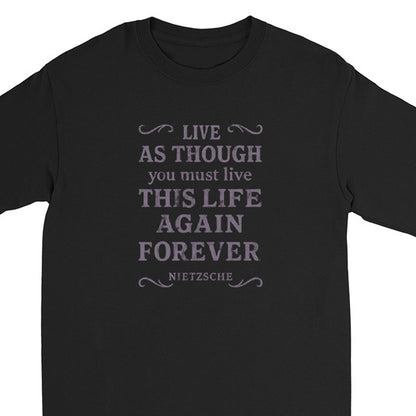 A black long-sleeve crewneck t-shirt featuring a gold graphic print on the chest with the text 'CONTROL WHAT YOU CAN' and a shield emblem.