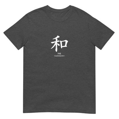 Chinese character 和 Hé Harmony on a dark heather grey T-shirt