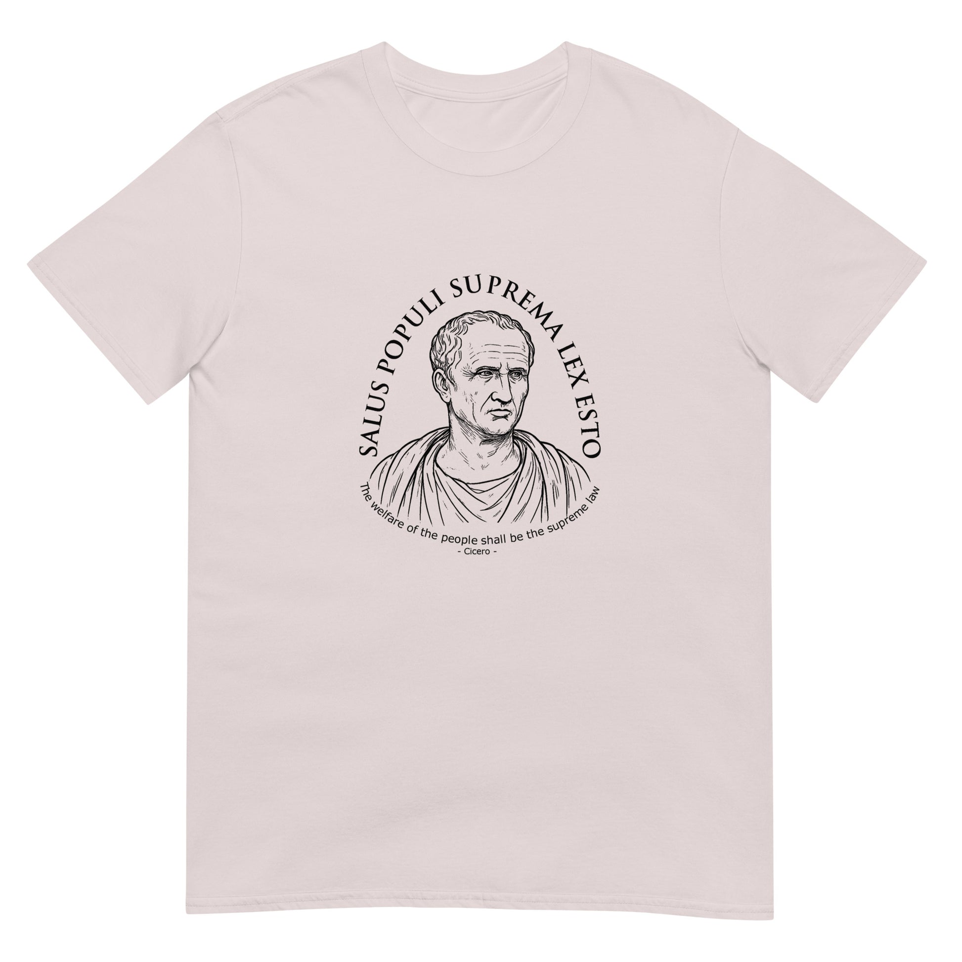 Ice grey Cicero philosophy t-shirt - The Welfare of the People Shall Be the Supreme Law - civic virtue apparel