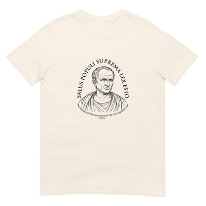 Natural beige Cicero quote shirt - Salus Populi - Latin philosophy t-shirt for humanists and justice advocates